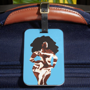 Etiqueta de Bagagem de Mulher Negra com Gráfico Ne