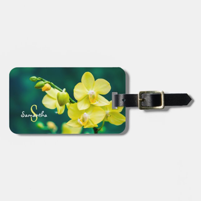 Etiqueta de bagagem de orquídea amarela (Frente Horizontal)