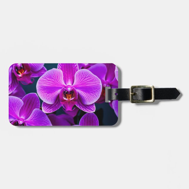 Etiqueta de Bagagem de Orquídea Púrpura (Frente Horizontal)