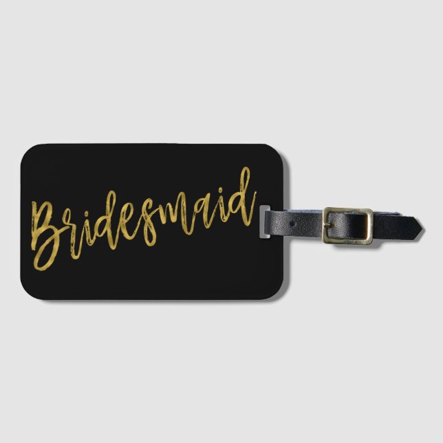 Etiqueta de Bagagem de Ouro de Bridesmaid (Frente Horizontal)