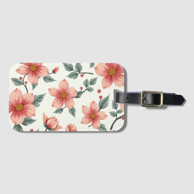 Etiqueta de bagagem de padrão da flor (Frente Horizontal)