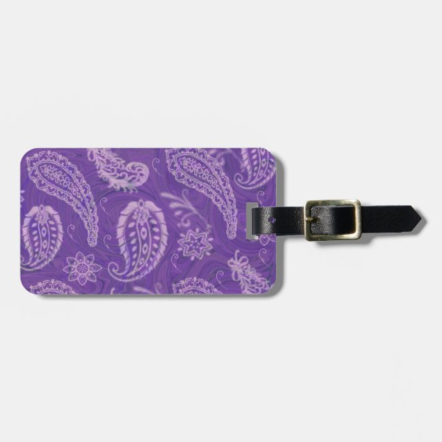 Etiqueta de Bagagem de Paisley Púrpura (Frente Horizontal)