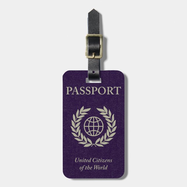 etiqueta de bagagem de passaporte roxo (Frente Vertical)