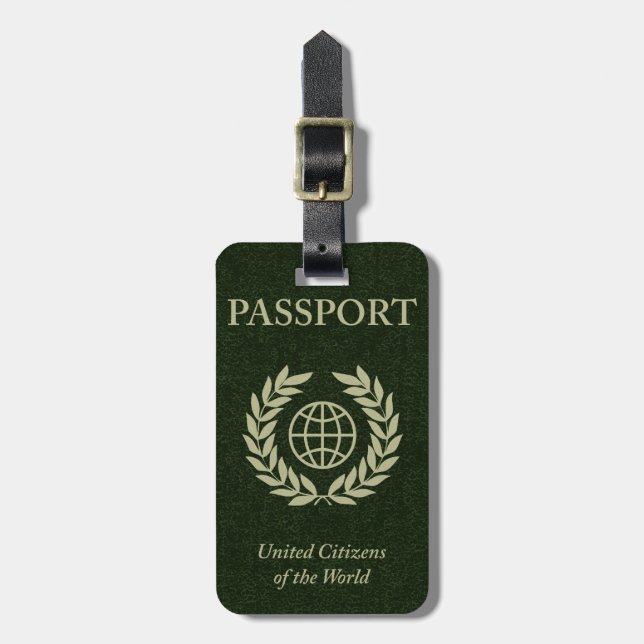 etiqueta de bagagem de passaporte verde (Frente Vertical)
