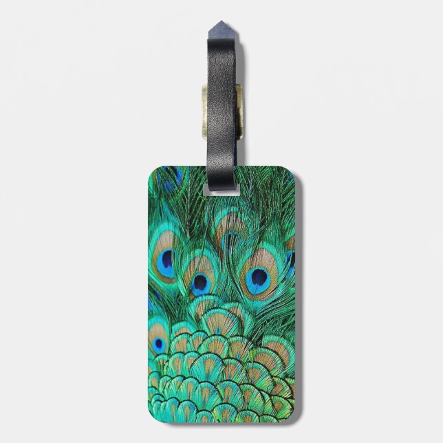 Etiqueta de Bagagem de Penas de Peacock (Traseira Vertical)