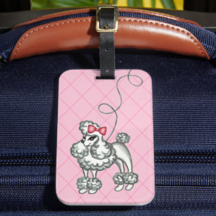 Etiqueta de Bagagem de Poodle Retro