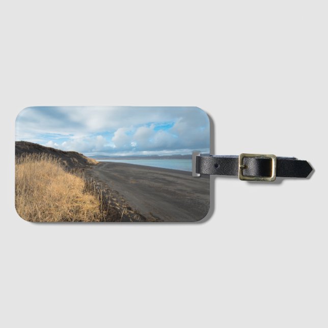 Etiqueta de Bagagem de Praia Preta (Frente Horizontal)