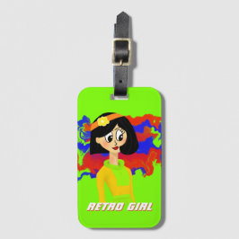 Etiqueta de Bagagem de Rapariga Retro Verde