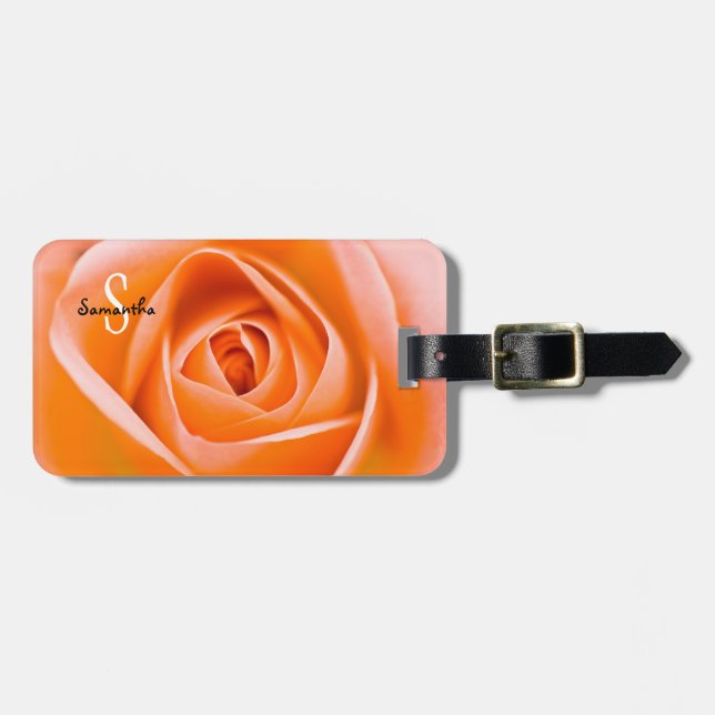 Etiqueta de bagagem de Rosa laranja (Frente Horizontal)