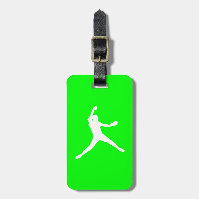 Etiqueta de Bagagem de Silhueta Verde (Frente Vertical)