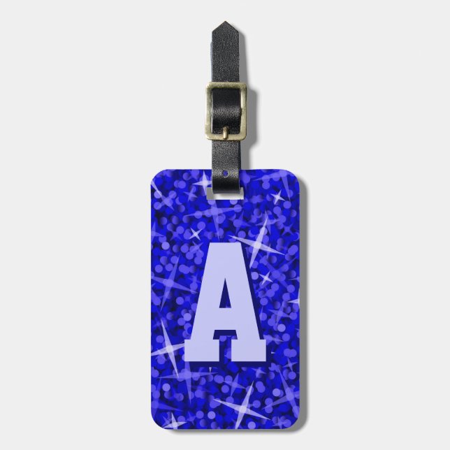 Etiqueta de bagagem de texto inicial azul (Frente Vertical)