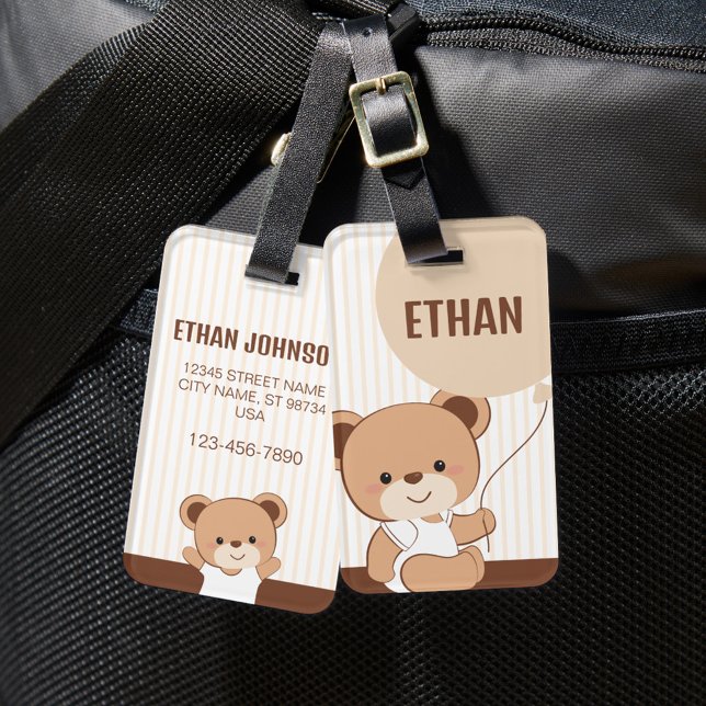 Etiqueta de Bagagem de Urso Bebês Personalizado (Criador carregado)