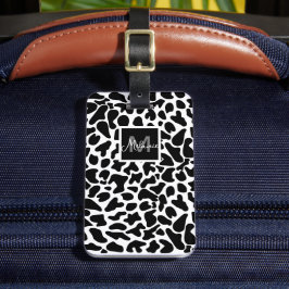 Etiqueta de bagagem de vaca monograma