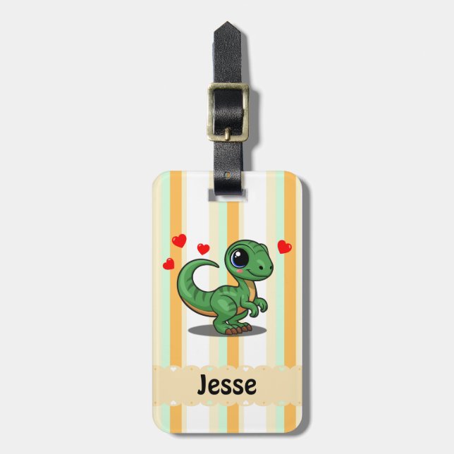 Etiqueta de Bagagem de Velociraptor Personalizada (Frente Vertical)