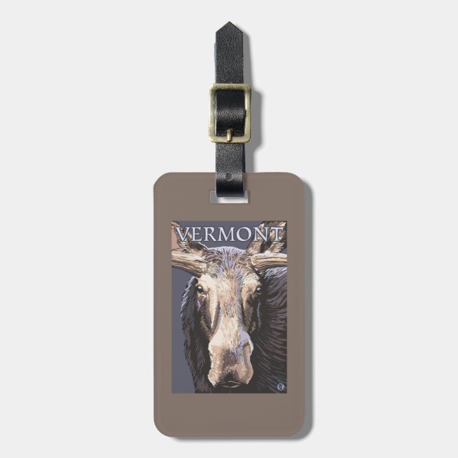 Etiqueta De Bagagem De VermontMoose fim acima (Frente Vertical)