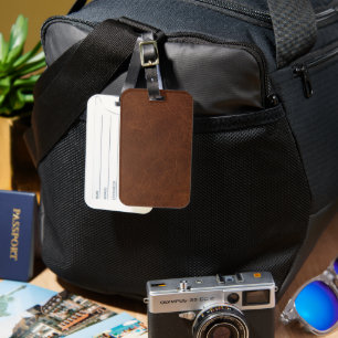 Etiqueta de Bagagem de Viagem com Padrão de Couro