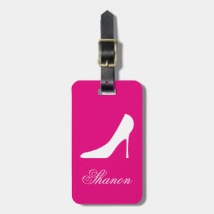 Etiqueta de bagagem de viagem cor-de-rosa glamoros