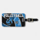 Etiqueta De Bagagem 🏐 de Voleibol do Esporte - Azul, Branco, Preto (Frente Horizontal)