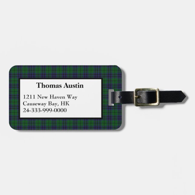 Etiqueta de Bagagem de Xadrez de Austin Tartan Per (Frente Horizontal)