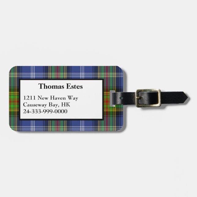 Etiqueta de bagagem de Xadrez Estes Tartan (Frente Horizontal)