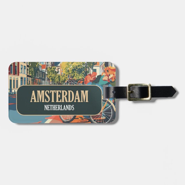 Etiqueta de Bagagem Decal Cidade de Amsterdã (Frente Horizontal)
