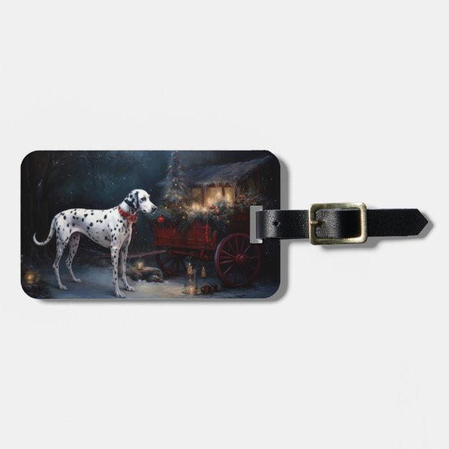 Etiqueta De Bagagem Decência de Natal Dalmaciana Snowy Sleigh (Frente Horizontal)