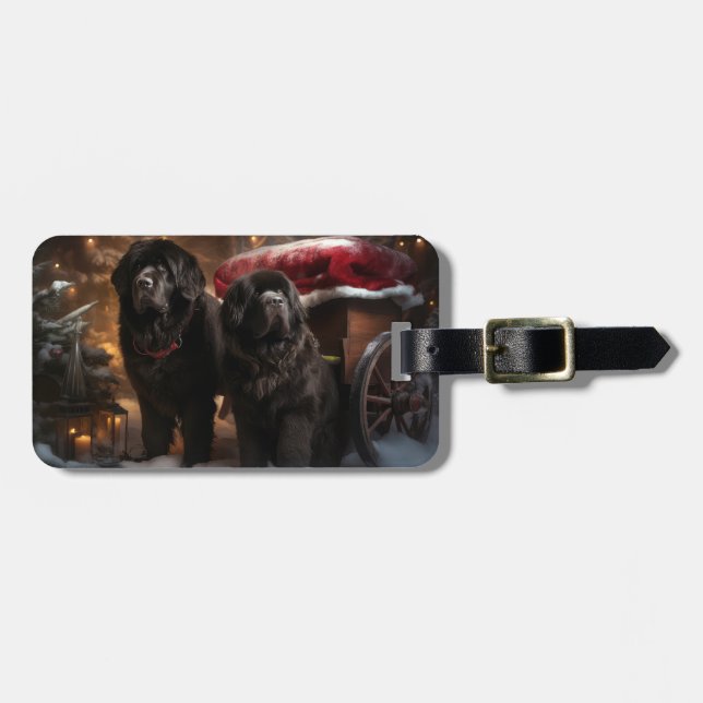 Etiqueta De Bagagem Decoração de Natal de Newfound Snowy Sleigh (Frente Horizontal)