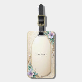 Etiqueta De Bagagem Decorative Floral Frame with Pearls Luggage Tag