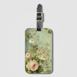 Etiqueta De Bagagem Decoupagem de Flor de Rosa Floral Vintage