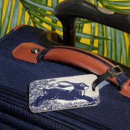 Etiqueta De Bagagem Dedham Blue Rabbit, Vintage Blue & White Design