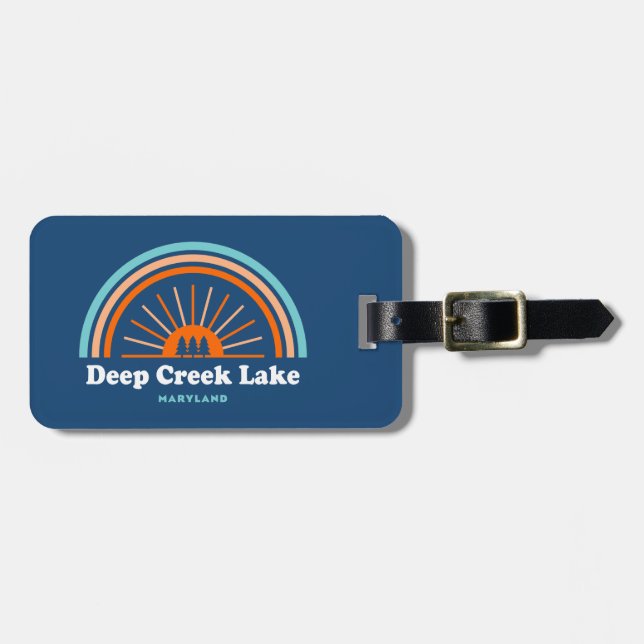 Etiqueta De Bagagem Deep Creek Lake Maryland Rainbow (Frente Horizontal)