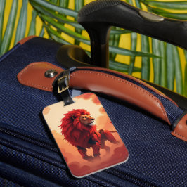 Etiqueta De Bagagem Deep Crimson Glow – The Lion of Burning Destiny.  