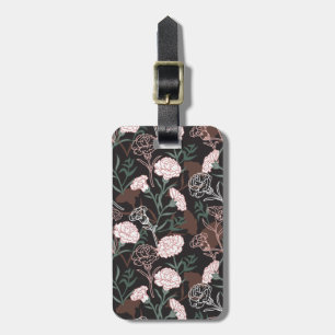 Etiqueta De Bagagem Delicar Cravos Rosa com Folhas Verdes Florais
