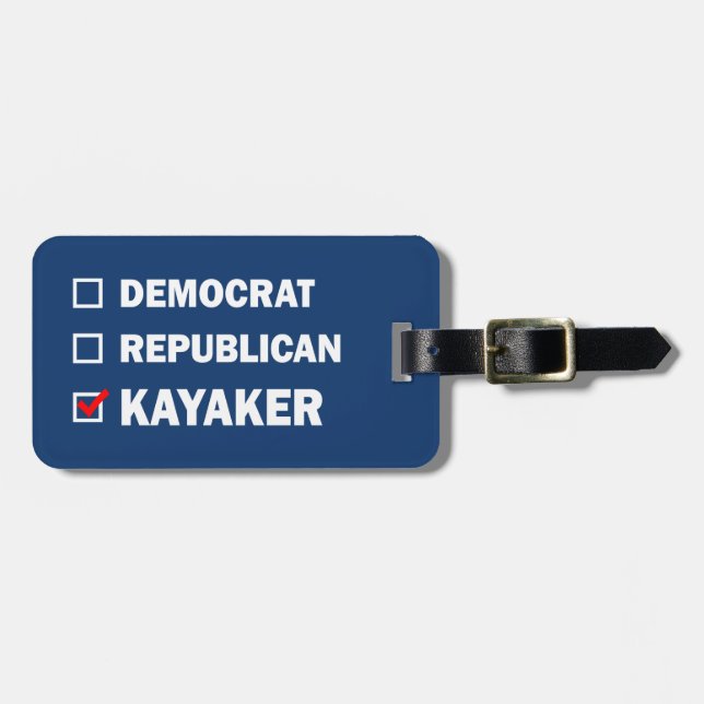 Etiqueta De Bagagem Democrata Republicano Kayaker (Frente Horizontal)