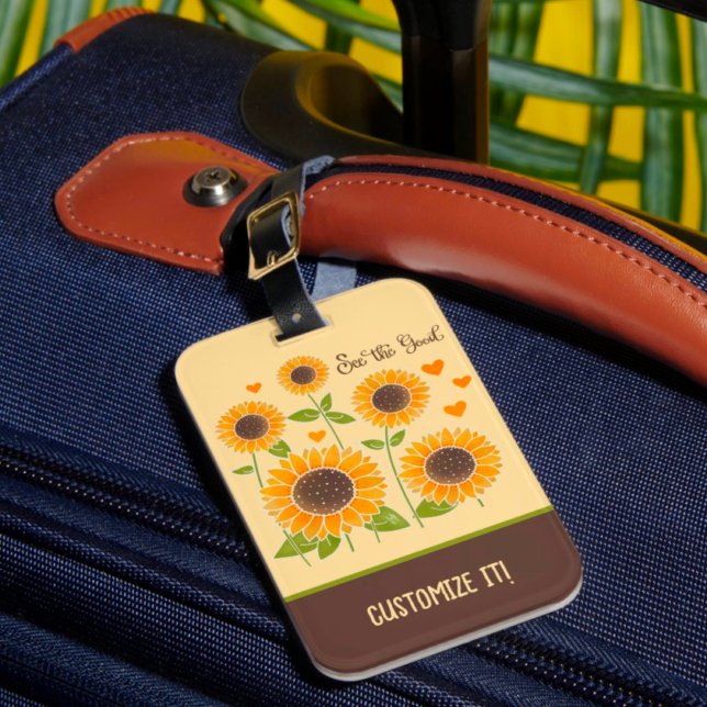 Etiqueta De Bagagem Denominação Personalizada Chic Sunflower Inspirivi (Criador carregado)