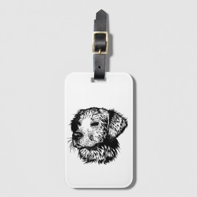 Etiqueta De Bagagem Desenho da Cabeça Canina (Frente Vertical)