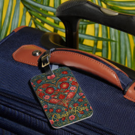 Etiqueta De Bagagem Desenho de coração elegante vitoriano para o Dia d
