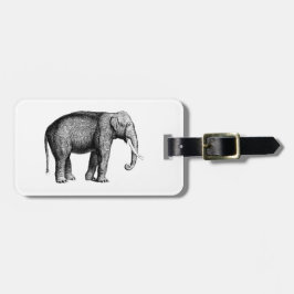 Etiqueta De Bagagem Desenho de Elefante Vintage