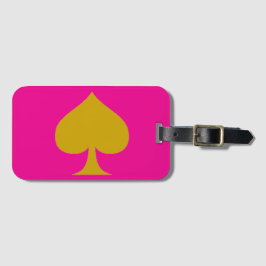 Etiqueta De Bagagem desenho de fundo rosa e pá dourada