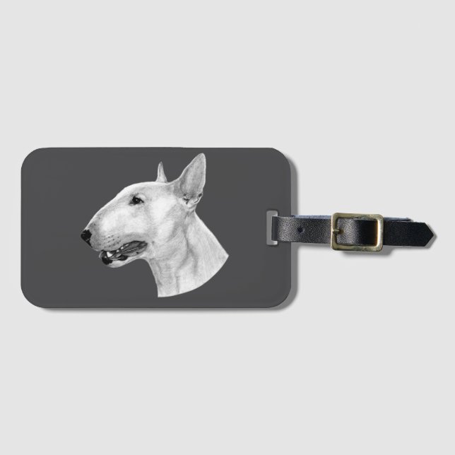 Etiqueta De Bagagem Desenho de lápis Bull Terrier (Frente Horizontal)