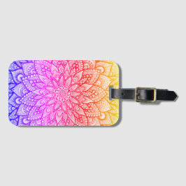 Etiqueta De Bagagem Desenho de Mandala Multicolorido Arte Original