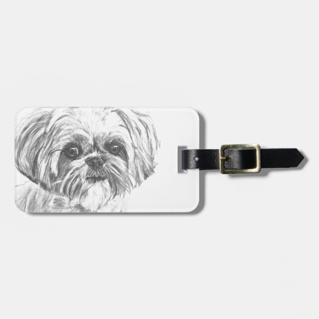 Etiqueta De Bagagem Desenho de Shih Tzu (Frente Horizontal)