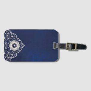 Etiqueta De Bagagem Desenho Turco elegante azul
