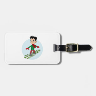 Etiqueta De Bagagem Desenhos animados do menino da snowboarding