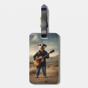 Etiqueta De Bagagem Desert Blues: Um dama de guitarra Denim Meerkat,
