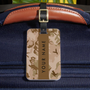 Etiqueta De Bagagem Desert Camouflage Patterno, seu nome, Personalize