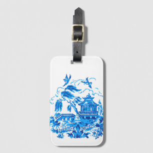 Etiqueta De Bagagem Design azul azul & branco do salgueiro de China