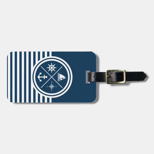 Etiqueta De Bagagem Design com tema náutico (Frente Horizontal)
