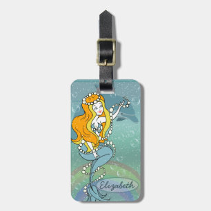 Etiqueta De Bagagem Design da ilustração do arco-íris e do golfinho