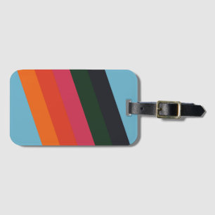 Etiqueta De Bagagem Design de 80s com faixas coloridas com striping 70
